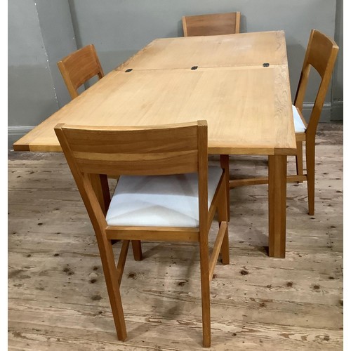 430 - A Laura Ashley pale oak draw leaf dining table and four bar back chairs with oatmeal upholstered sea... 