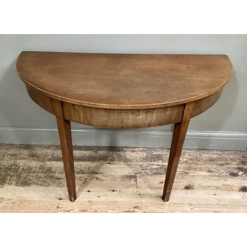 441 - A 19th century mahogany D-end table, square tapered legs, 125cm wide, 62cm deep