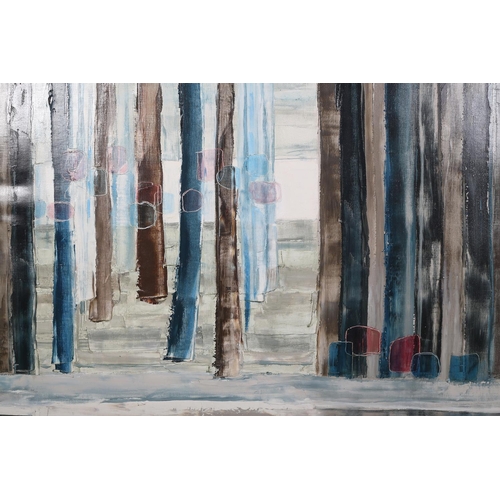 137 - ARR Druie Bowett (1924-1998),Gap, abstract landscape, oil on canvas, signed and dated (19)66, title,... 