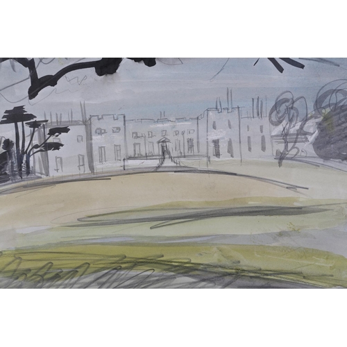 140 - ARR Druie Bowett (1924-1998), Hazlewood Castle, nr.Tadcaster, pen and ink, pencil and colour wash, s... 