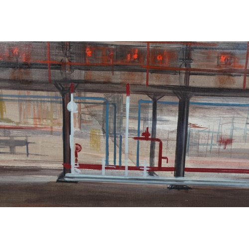 143 - ARR Druie Bowett (1924-1998), Glass Bulbs, Harworth, factory interior, oil on canvas, signed and dat... 