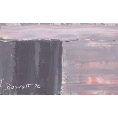 150 - ARR Druie Bowett (1924-1998), Bleo 1970, verticals in mauve, oil on canvas, incised, signed and date... 