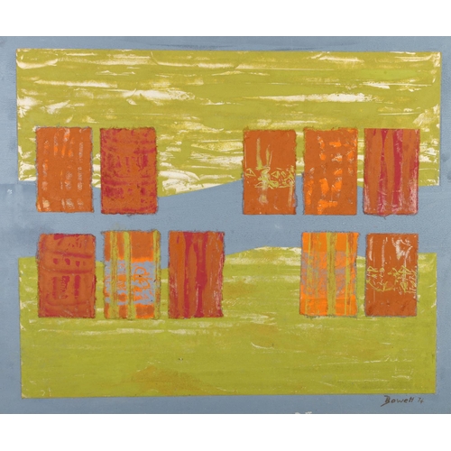 152 - ARR Druie Bowett (1924-1998), Abstract landscapes with vertical, mixed media, paper laid onto card, ... 