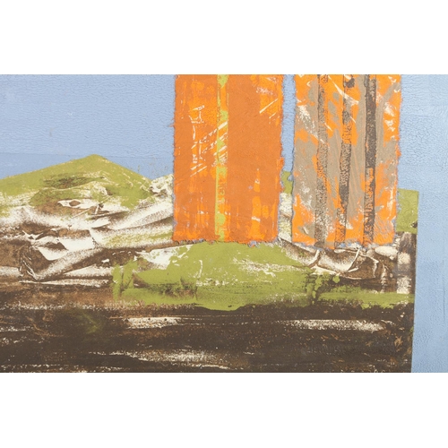 152 - ARR Druie Bowett (1924-1998), Abstract landscapes with vertical, mixed media, paper laid onto card, ... 