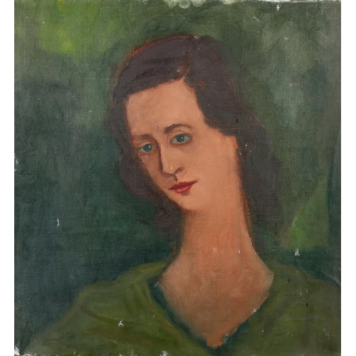 130 - ARR Jean Georges-Simon (Hungarian 1894-1968), Portrait of a woman wearing green, head and shoulders,... 