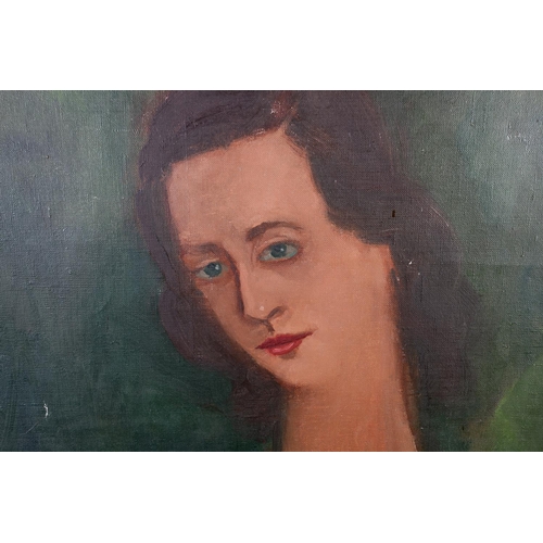 130 - ARR Jean Georges-Simon (Hungarian 1894-1968), Portrait of a woman wearing green, head and shoulders,... 