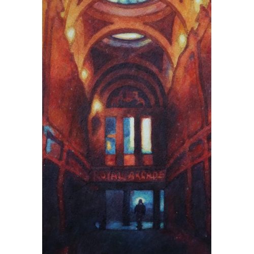 87 - ARR Richard Gowland (b.1966), Royal Arcade, Newcastle Upon Tyne, watercolour, signed to lower right,... 