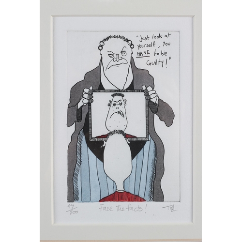 102 - ARR Tim Bulmer (b.1958), Face The Facts, colour etching no. 49/200, title and signed in pencil to th... 