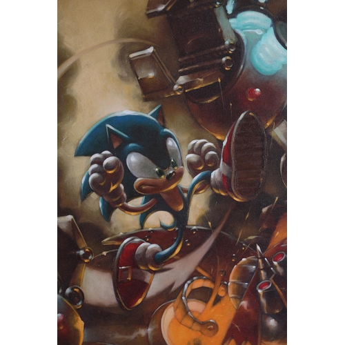 126 - ARR Craig Davison (b1965), Sonic The Hedgehog -'Not The Boss Of Me', canvas giclée on board, numbere... 