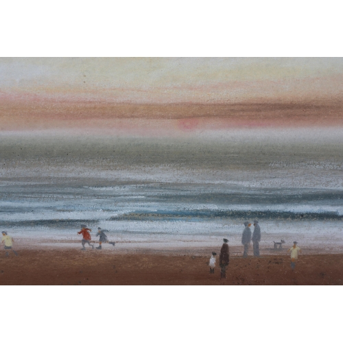 19 - ARR Brian Shields 'Braaq' (1951-1997), Beach scene with figures at sunset, pastel, signed to lower r... 