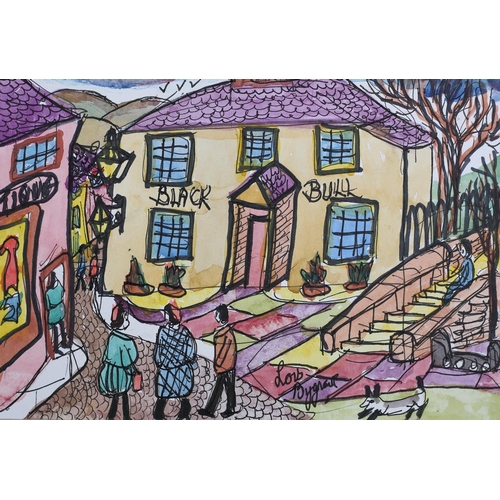 25 - ARR Lois Bygrave (1915-1996), Hawes and The Black Bull, Haworth, two, ink, pen, watercolour on paper... 