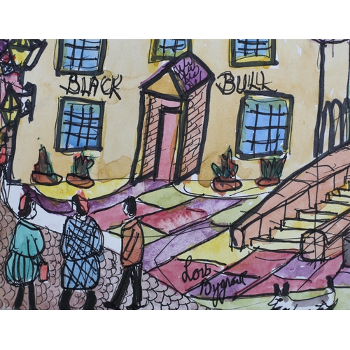 25 - ARR Lois Bygrave (1915-1996), Hawes and The Black Bull, Haworth, two, ink, pen, watercolour on paper... 