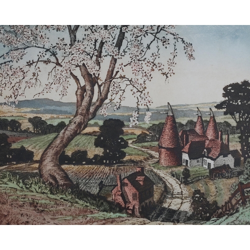 53 - By and After James Priddy (1916-1980), Kentish Landscape, colour etching, signed and titled in penci... 