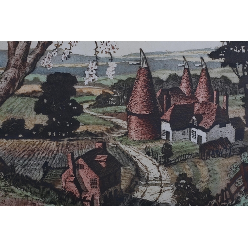 53 - By and After James Priddy (1916-1980), Kentish Landscape, colour etching, signed and titled in penci... 