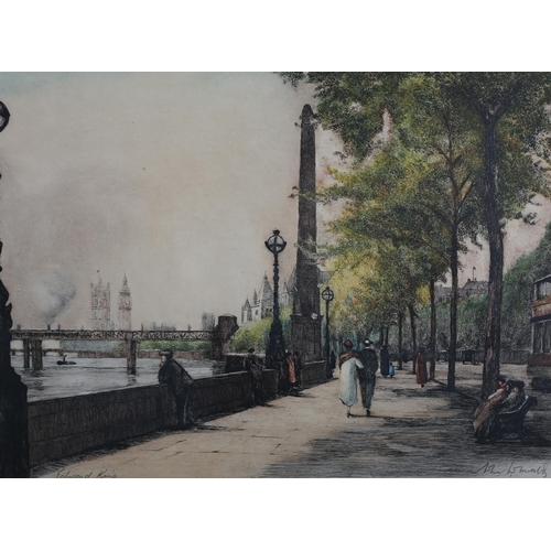 55 - By and After Edward King, A set of four views of London - Victoria Embankment, The National Gallery,... 