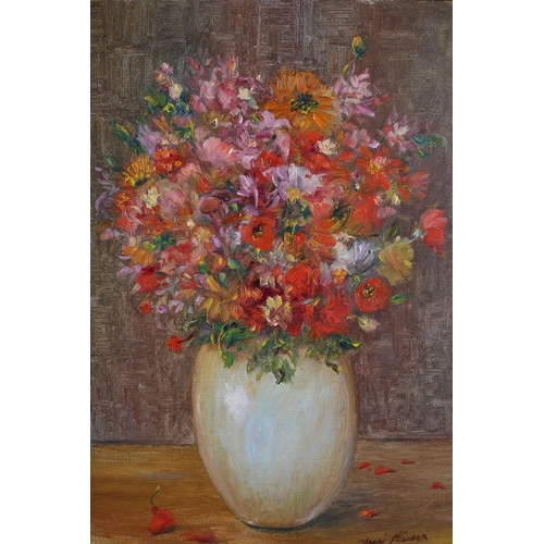 84 - Henri Plisson (aka Patrick Ryan, American, 20th century), Petals, Still life of flowers held in a va... 