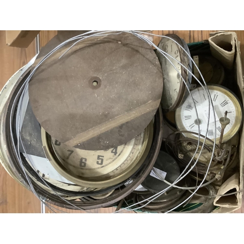 107 - A 19th century grandfather 8 day painted clock dial together with a quantity of dials and bezels