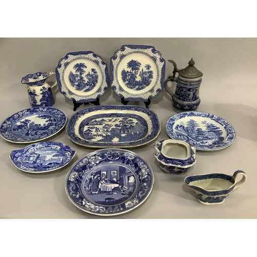 222 - A J & R Doctor Syntax transferware plate, two Adam's Landscape plates, a small pearlware jug, Copela... 