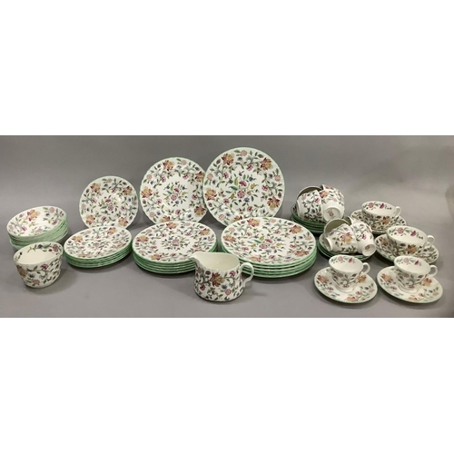 221 - A Minton Haddon Hall china service comprising six dinner plates, six side plates, six tea plates, si... 