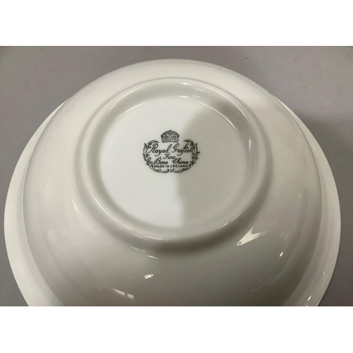 52 - A quantity of white and gilt Royal Doulton Fusion china comprising twelve dinner plates, six bowls, ... 