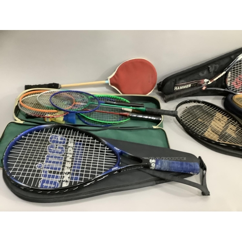 198 - A Prince Pro tennis racquet with cover, a Prince Extender graphite tennis racquet and cover, another... 