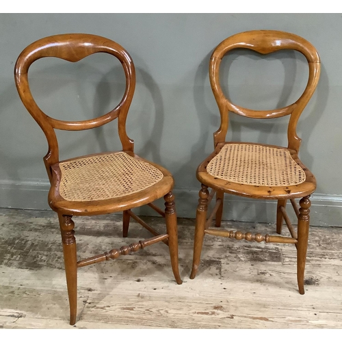 408 - A pair of Victorian polished beech and begere caned balloon back bedroom chairs