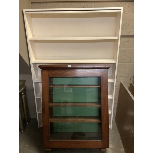 133 - A 19th century mahogany and glazed single door bookcase (part of a larger piece) together with a set... 