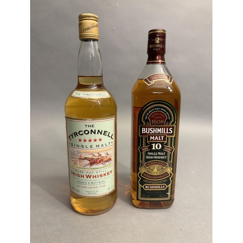 15 - BUSHMILLS Single Malt Irish whiskey, 10 years old,1 Litre 43% and The Tyrconnel 5* Single Malt Irish... 