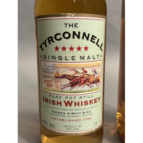 15 - BUSHMILLS Single Malt Irish whiskey, 10 years old,1 Litre 43% and The Tyrconnel 5* Single Malt Irish... 