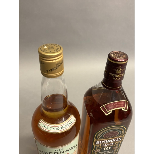 15 - BUSHMILLS Single Malt Irish whiskey, 10 years old,1 Litre 43% and The Tyrconnel 5* Single Malt Irish... 