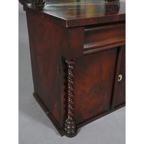 50 - A lady's Victorian miniature mahogany chiffonier-dressing box with raised mirror back, above a friez... 