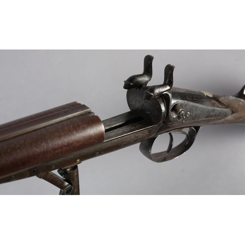 240 - A MID TO LATE 19TH CENTURY BELGIUM DOUBLE BARRELLED TWELVE BORE BASTIN PATENT PIN FIRE SHOT GUN by J... 