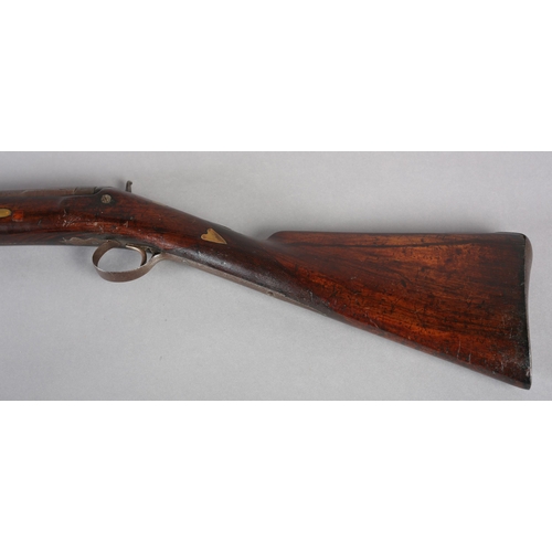 239 - A LATE 18TH/EARLY 19TH CENTURY SEVEN BORE FOWLING PIECE converted from flint to percussion shot gun,... 