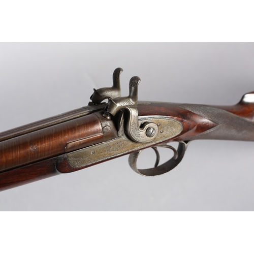 241 - A MID 19TH CENTURY DOUBLE BARRELLED TWELVE BORE PERCUSSION SHOT GUN by Pritchard no. 67045, 30'' Dam... 