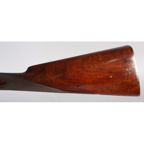 241 - A MID 19TH CENTURY DOUBLE BARRELLED TWELVE BORE PERCUSSION SHOT GUN by Pritchard no. 67045, 30'' Dam... 