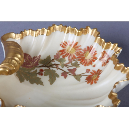 7 - A Royal Worcester shell and dolphin bonbon dish in blush ivory and gilt, 11cm high together with a s... 
