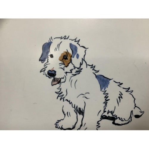 2 - After Cecil Aldin, a glazed earthenware tile by Carter, hand painted with a terrier, signed to the b... 