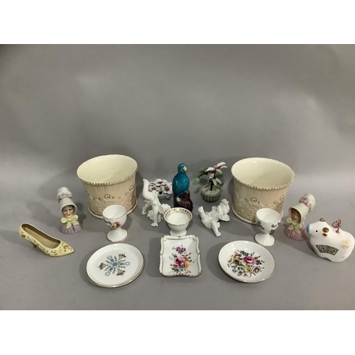 167 - A Minton egg cup, two Royal Albert egg cups, three Royal Crown Derby pin dishes, two Royal Worcester... 