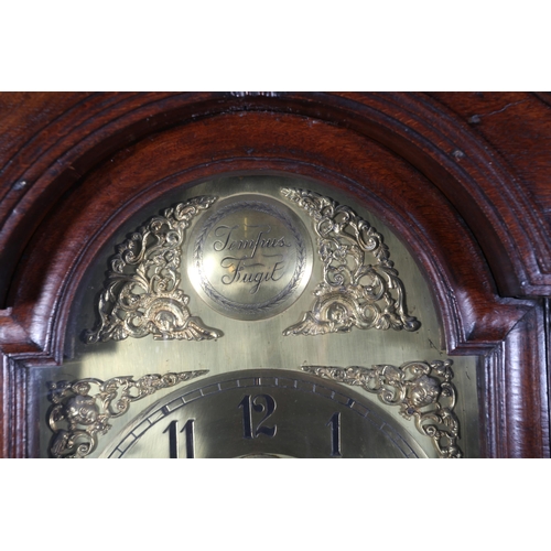 380 - A LATE 18TH CENTURY OAK LONGCASE CLOCK BY E DILGER & CO, Bradford, having a 14inch brass dial with b... 