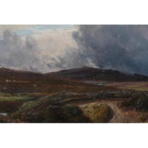 383 - THOMAS WILLIAM HAMMOND (1854-1935), Yorkshire Moors with sheep grazing, pastel, signed to lower left... 