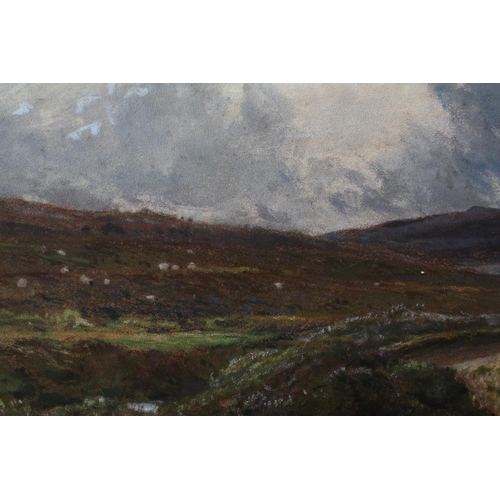 383 - THOMAS WILLIAM HAMMOND (1854-1935), Yorkshire Moors with sheep grazing, pastel, signed to lower left... 