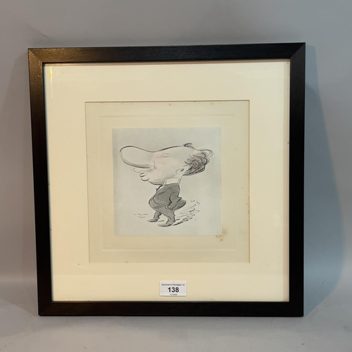 138 - Max Beerbohm (1872-1956), Caricature of Reginald Turner, printed illustration, framed, 16cm x 16cm