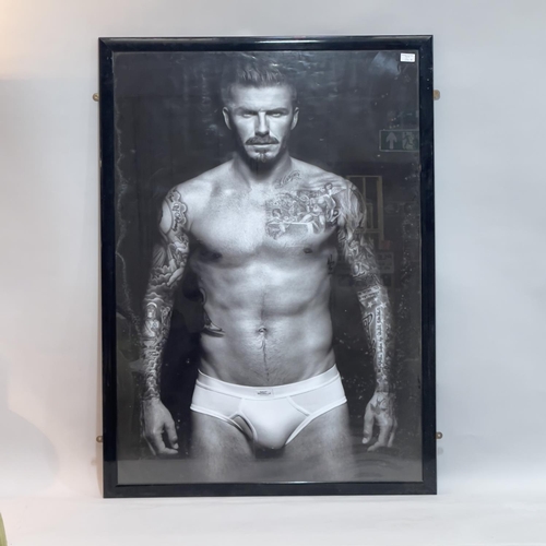 196 - Four framed photographic prints depicting tattooed figures including David Beckham, largest example ... 