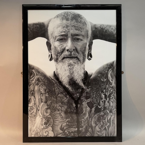 198 - Five black and white historic photographic prints of people with tattoos