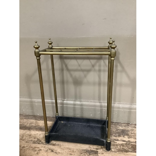 248 - Brass and cast iron stick stand of rectangular form