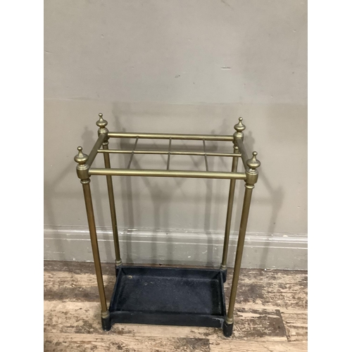 248 - Brass and cast iron stick stand of rectangular form