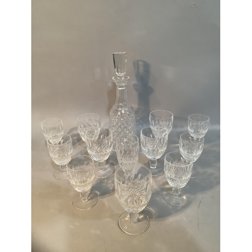 34 - A part suite of Waterford of crystal, Colleen pattern, including decanter and stopper, a set of six ... 