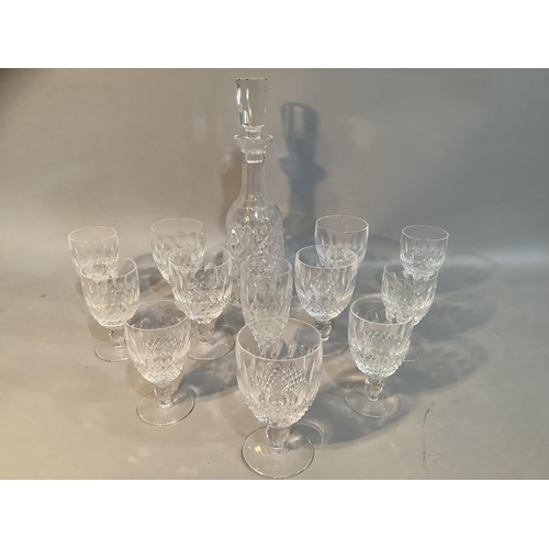 34 - A part suite of Waterford of crystal, Colleen pattern, including decanter and stopper, a set of six ... 