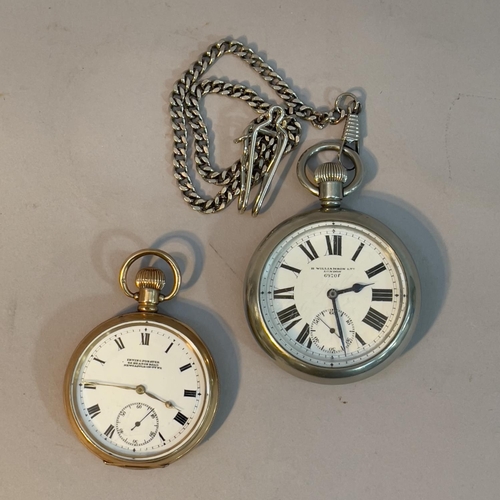 354 - A WWI pocket watch by H. Williamson Ltd London in a nickel open faced screw back case No.6970F with ... 