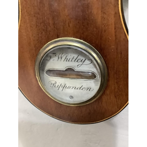 359 - An early 19th century mahogany banjo thermometer/barometer with boxwood stringing,  signed to the le... 